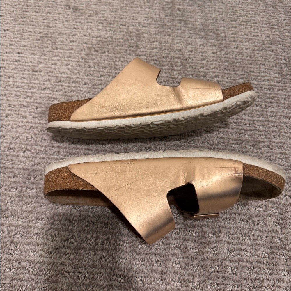 Birkenstock Arizona soft footbed slide sandal- copper leather size 9 - Picture 12 of 13
